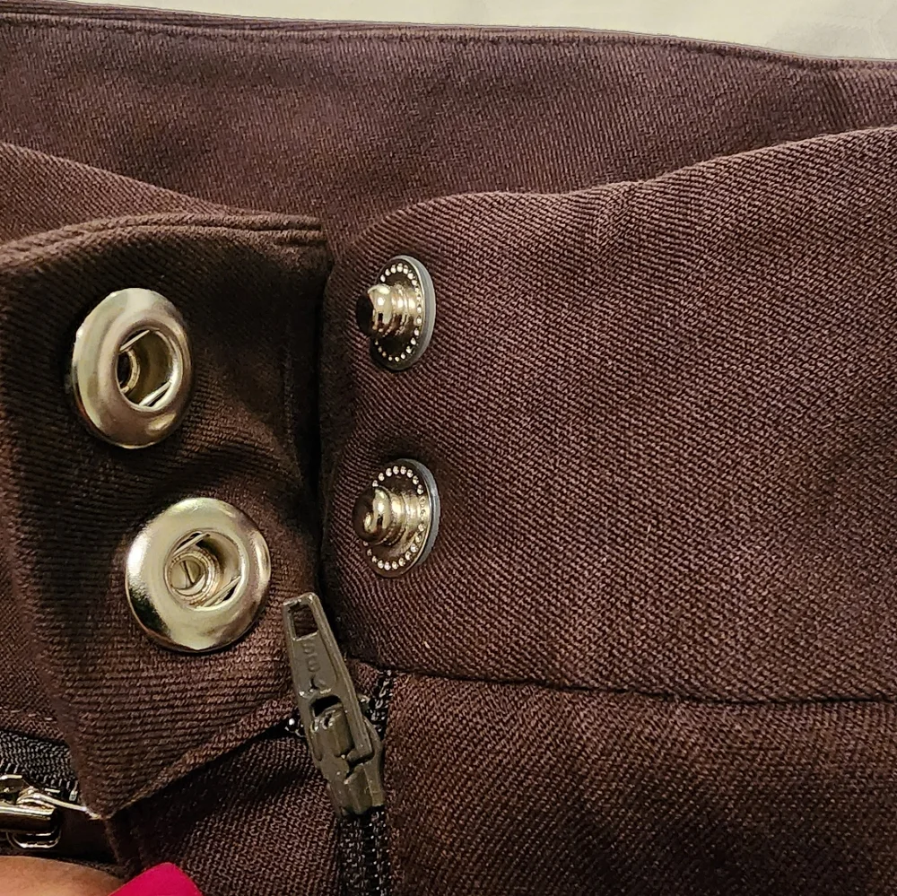 Alfani Womens Capri Pants Mid Rise Zipper Pockets Cotton Blend Brown Size 12P - Picture 3 of 6